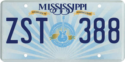 MS license plate ZST388