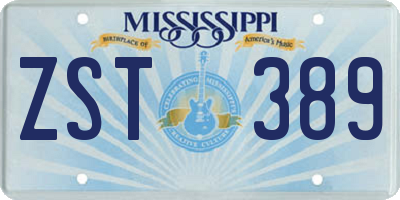 MS license plate ZST389