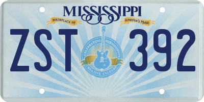 MS license plate ZST392
