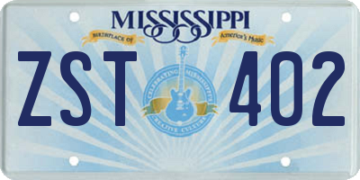 MS license plate ZST402