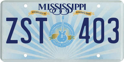 MS license plate ZST403
