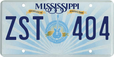 MS license plate ZST404