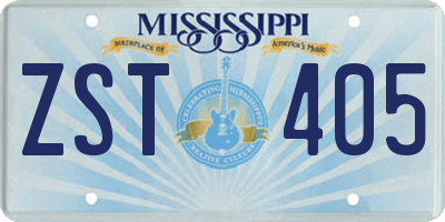 MS license plate ZST405