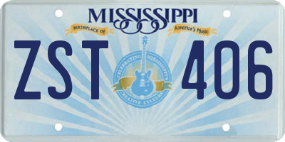 MS license plate ZST406