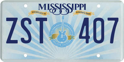 MS license plate ZST407