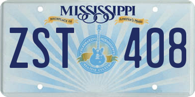 MS license plate ZST408