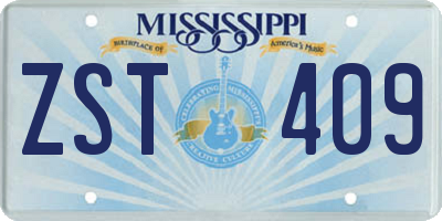 MS license plate ZST409