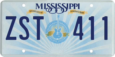 MS license plate ZST411