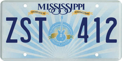 MS license plate ZST412
