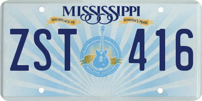 MS license plate ZST416