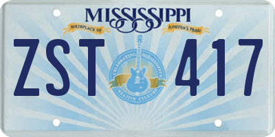 MS license plate ZST417