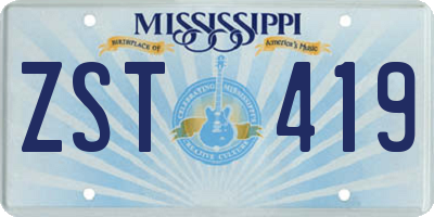 MS license plate ZST419
