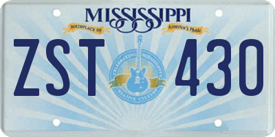 MS license plate ZST430