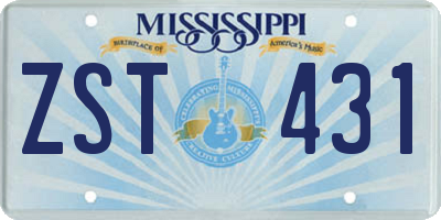 MS license plate ZST431