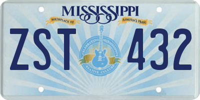 MS license plate ZST432