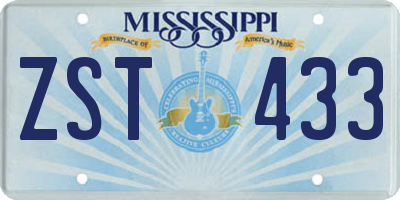 MS license plate ZST433