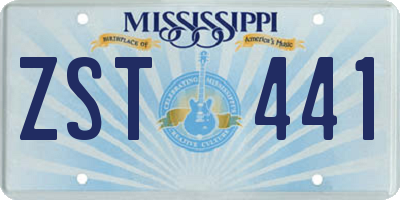 MS license plate ZST441