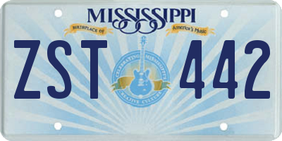 MS license plate ZST442