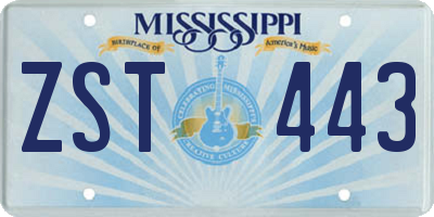 MS license plate ZST443
