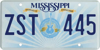 MS license plate ZST445