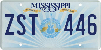 MS license plate ZST446