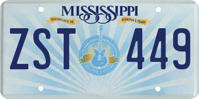 MS license plate ZST449