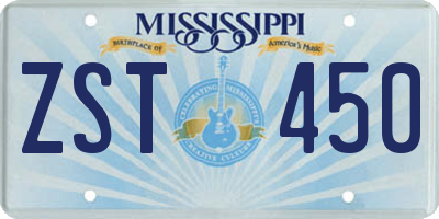 MS license plate ZST450