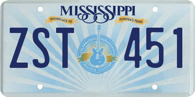 MS license plate ZST451