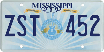 MS license plate ZST452