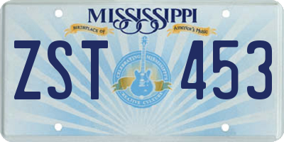 MS license plate ZST453