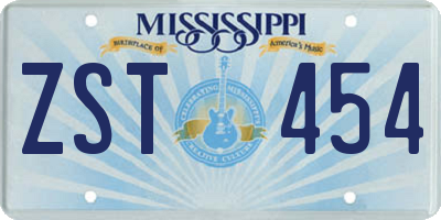 MS license plate ZST454