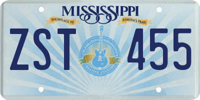 MS license plate ZST455