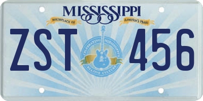 MS license plate ZST456