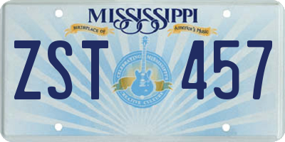 MS license plate ZST457