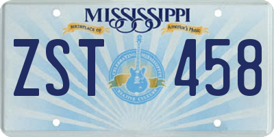 MS license plate ZST458