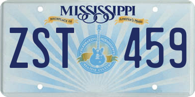 MS license plate ZST459