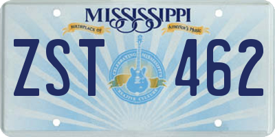 MS license plate ZST462