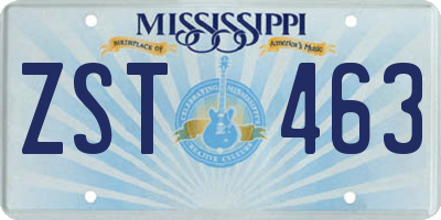 MS license plate ZST463