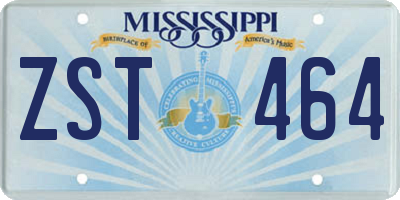 MS license plate ZST464