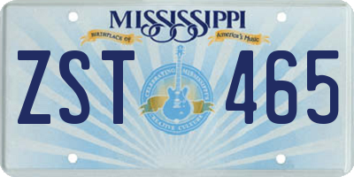 MS license plate ZST465