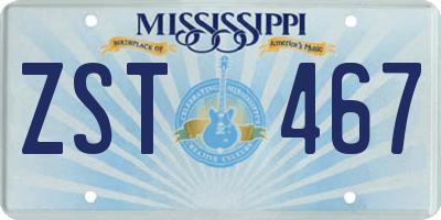 MS license plate ZST467