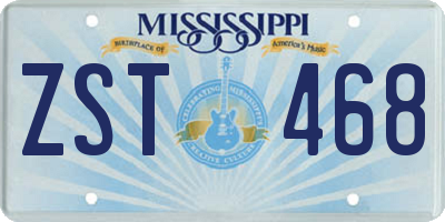 MS license plate ZST468