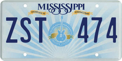 MS license plate ZST474