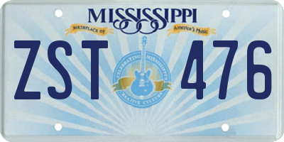MS license plate ZST476