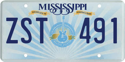 MS license plate ZST491