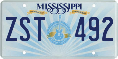 MS license plate ZST492