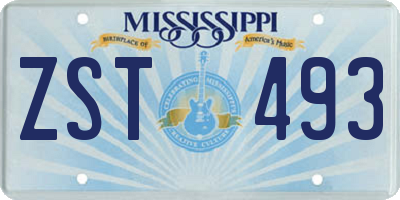 MS license plate ZST493