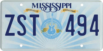 MS license plate ZST494