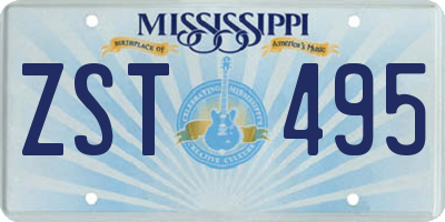 MS license plate ZST495