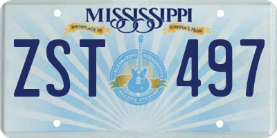MS license plate ZST497